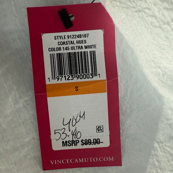 NWT Vince Camuto (S) sheer white button front shirt women's breezy fabric - Picture 6 of 10